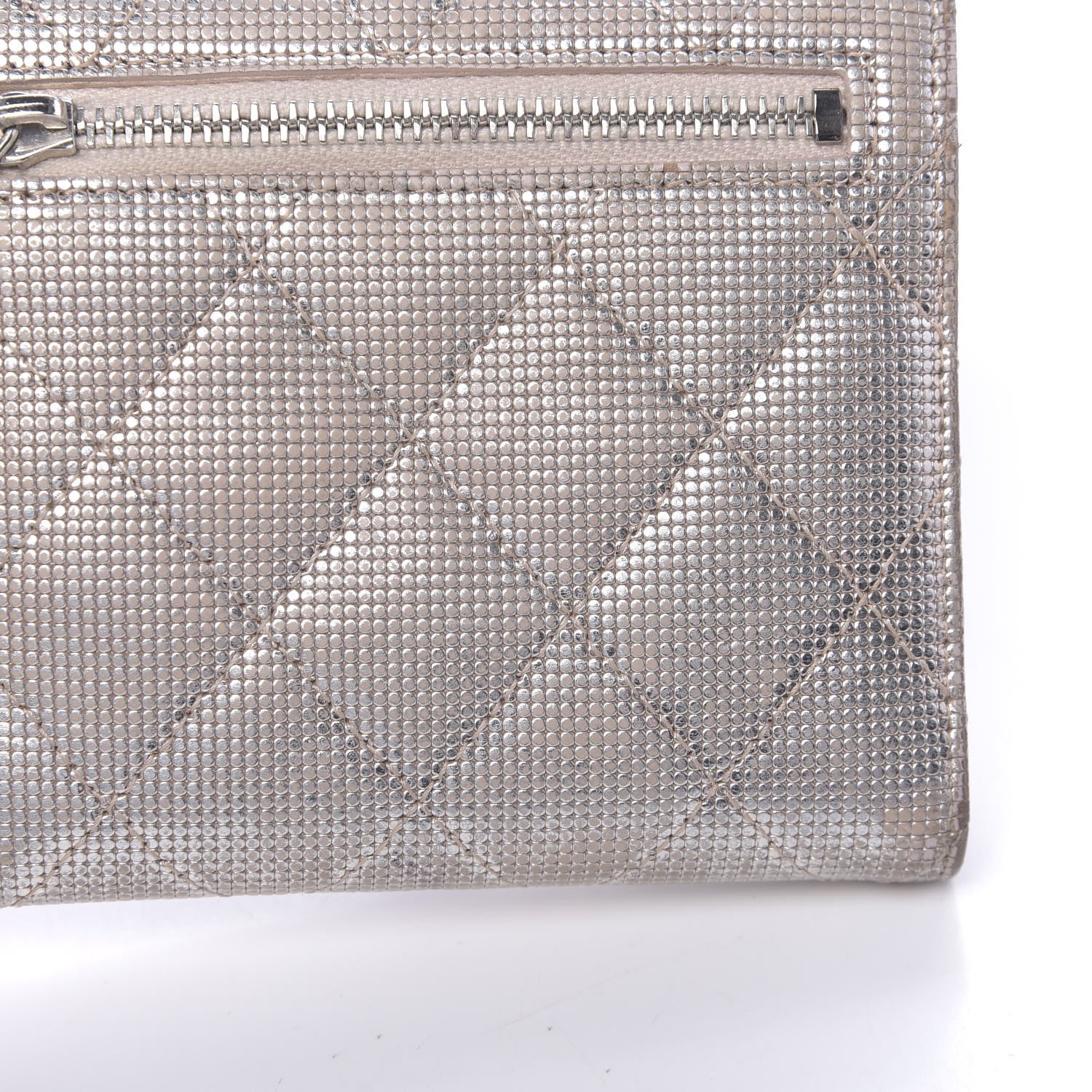 Chanel Metallic Calfskin Pixel Effect Quilted Compact Flap Wallet Gold 16 of 16
