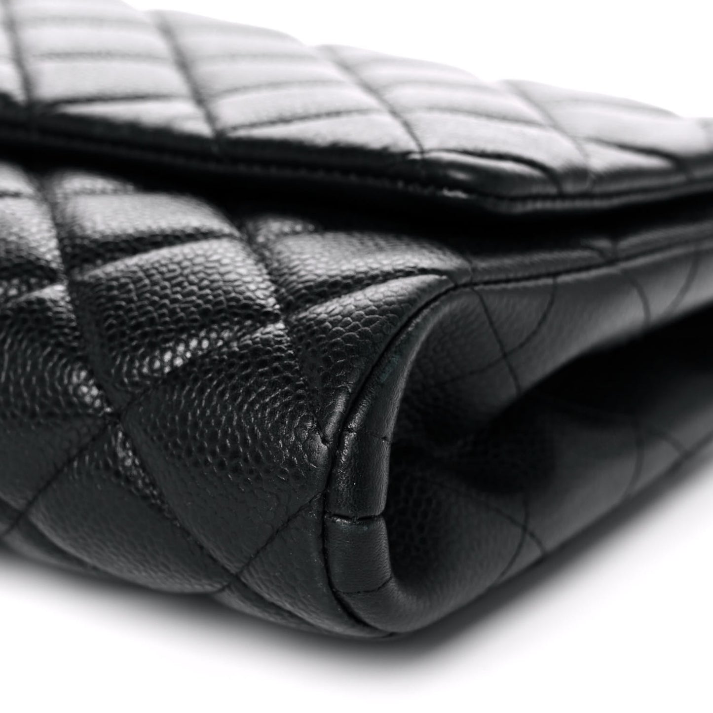 Caviar Quilted Clutch With Chain Flap Black