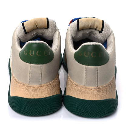 Gucci Calfskin Web Womens Double Screener Sneakers 38  White Green Blue 5 of 10