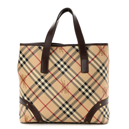 Burberry Haymarket Check Studded Tote Chocolate 1 of 12