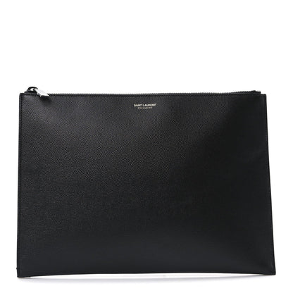 Saint Laurent Grain De Poudre Zipped Tablet Holder Black 1 of 7