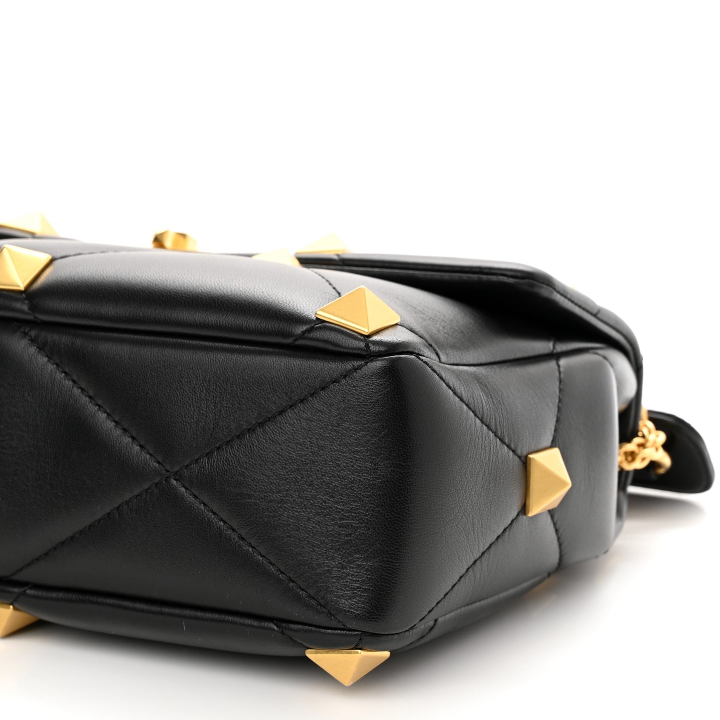 Nappa Large Roman Stud Shoulder Bag Black