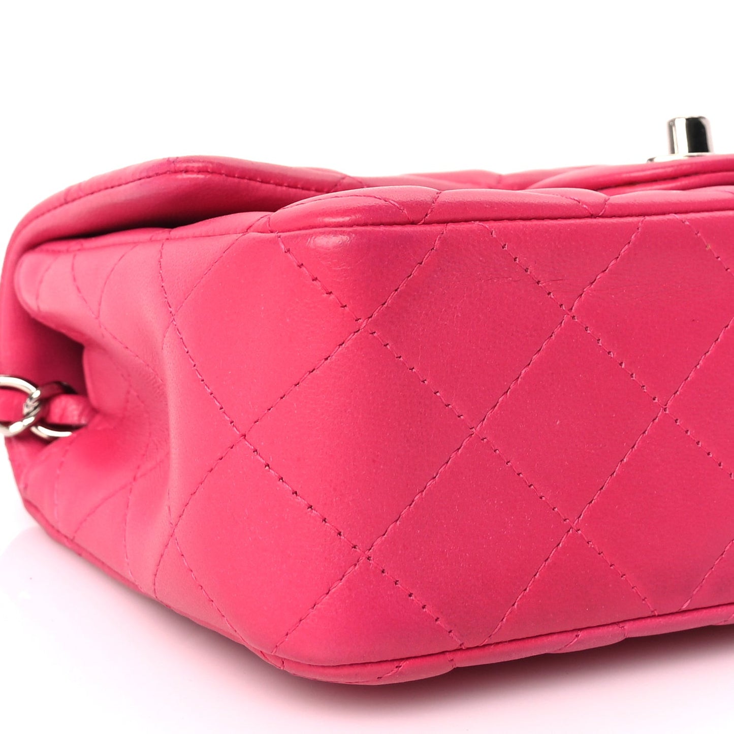 Lambskin Quilted Mini Rectangular Flap Dark Pink
