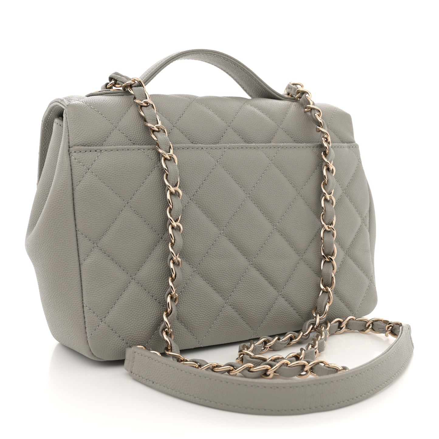 Caviar Quilted Medium Business Affinity Flap Grey