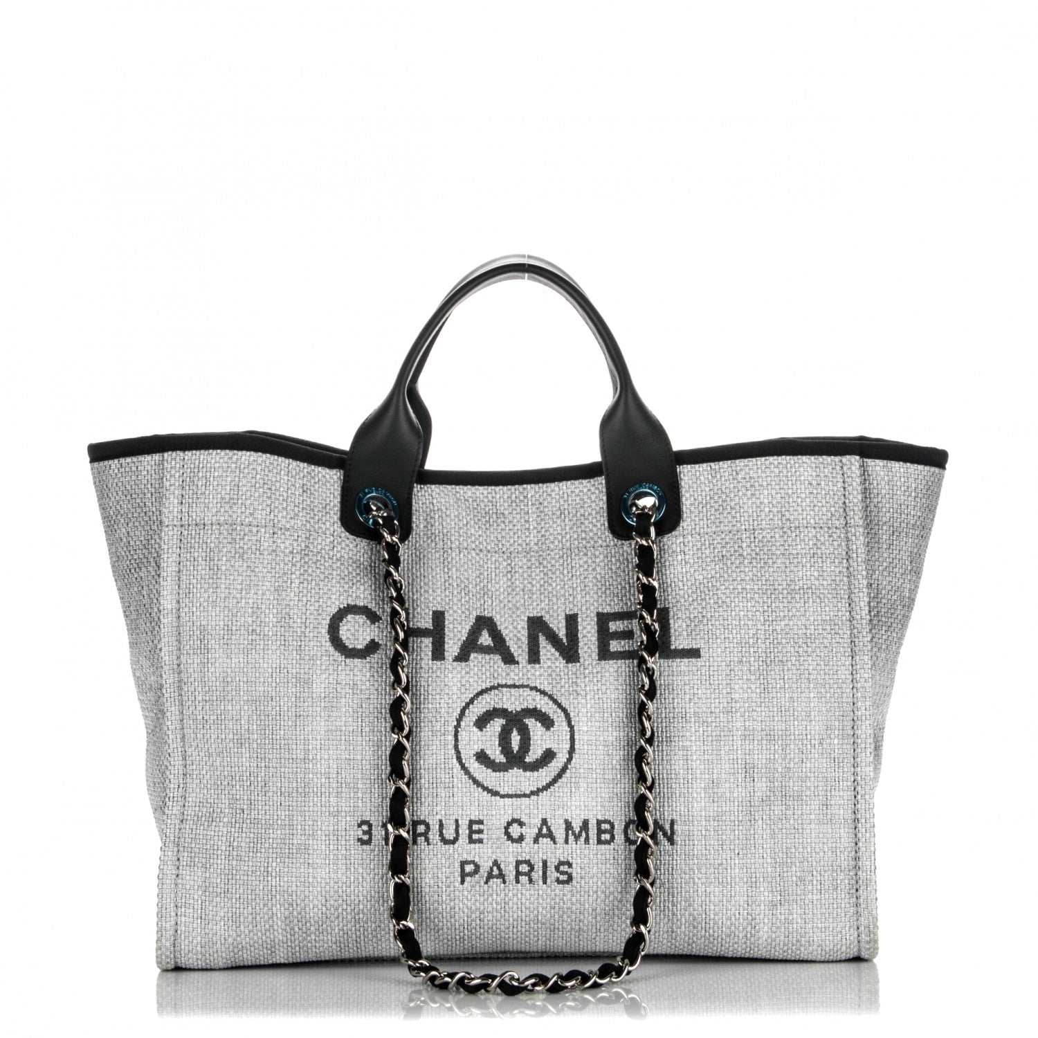 Chanel Canvas Large Deauville Tote Grey 1 of 7