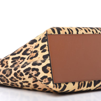 Valentino Garavani Canvas Nappa Leopard Print Rockstud Tote Brown 6 of 9