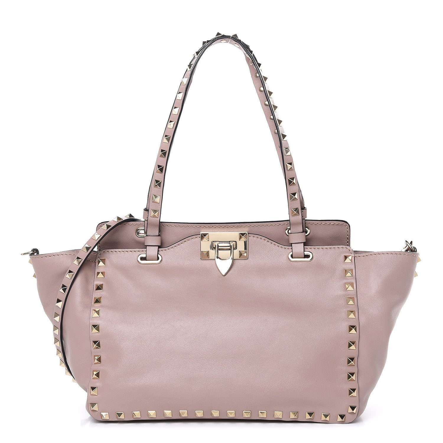 Valentino Garavani Vitello Small Rockstud Tote Poudre 1 of 15