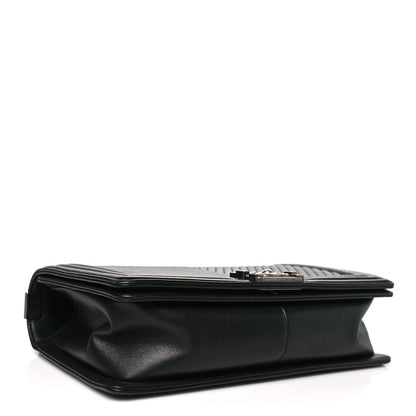 Chanel Calfskin Chevron Quilted New Medium Boy Black 4 of 7