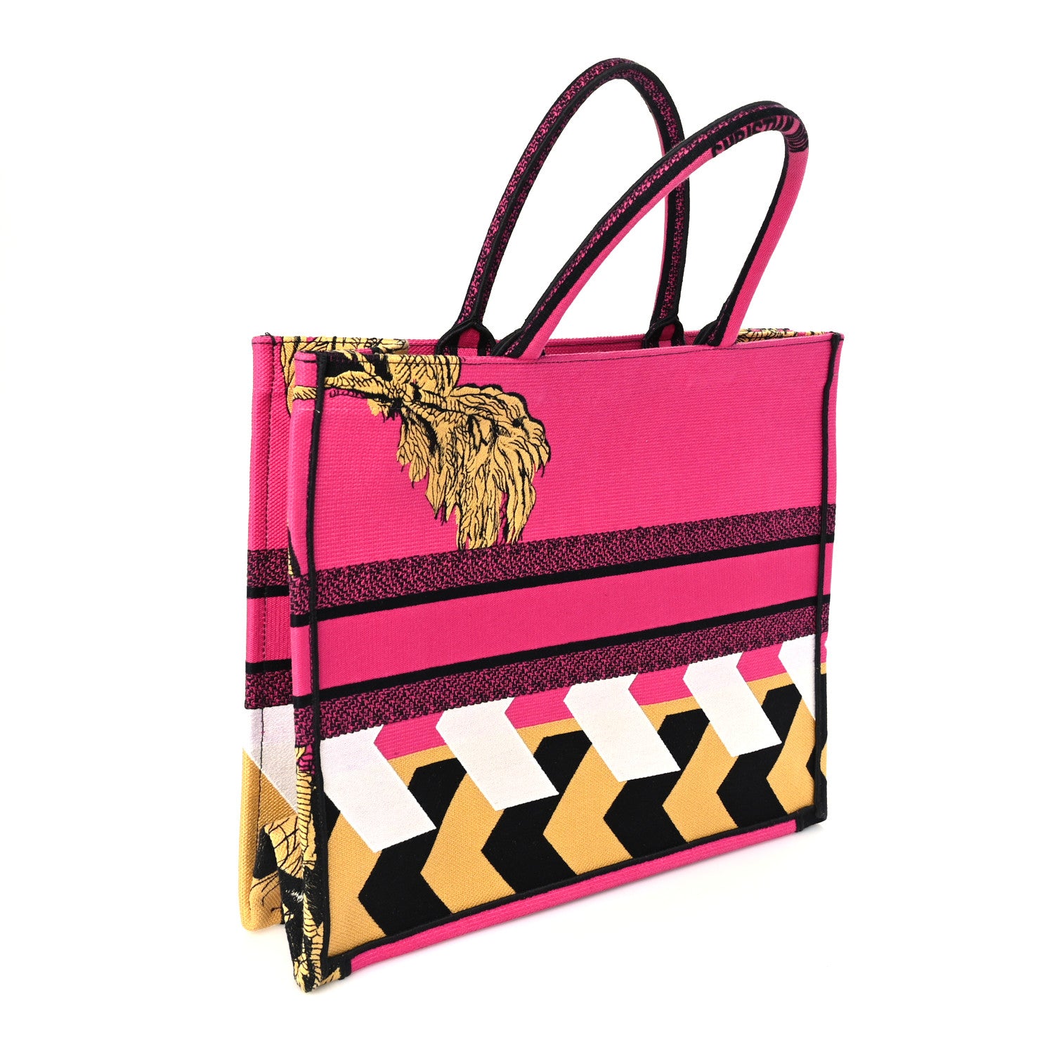 Christian Dior Canvas Embroidered Large Jungle Pop Book Tote Fuchsia Multicolor 2 of 8