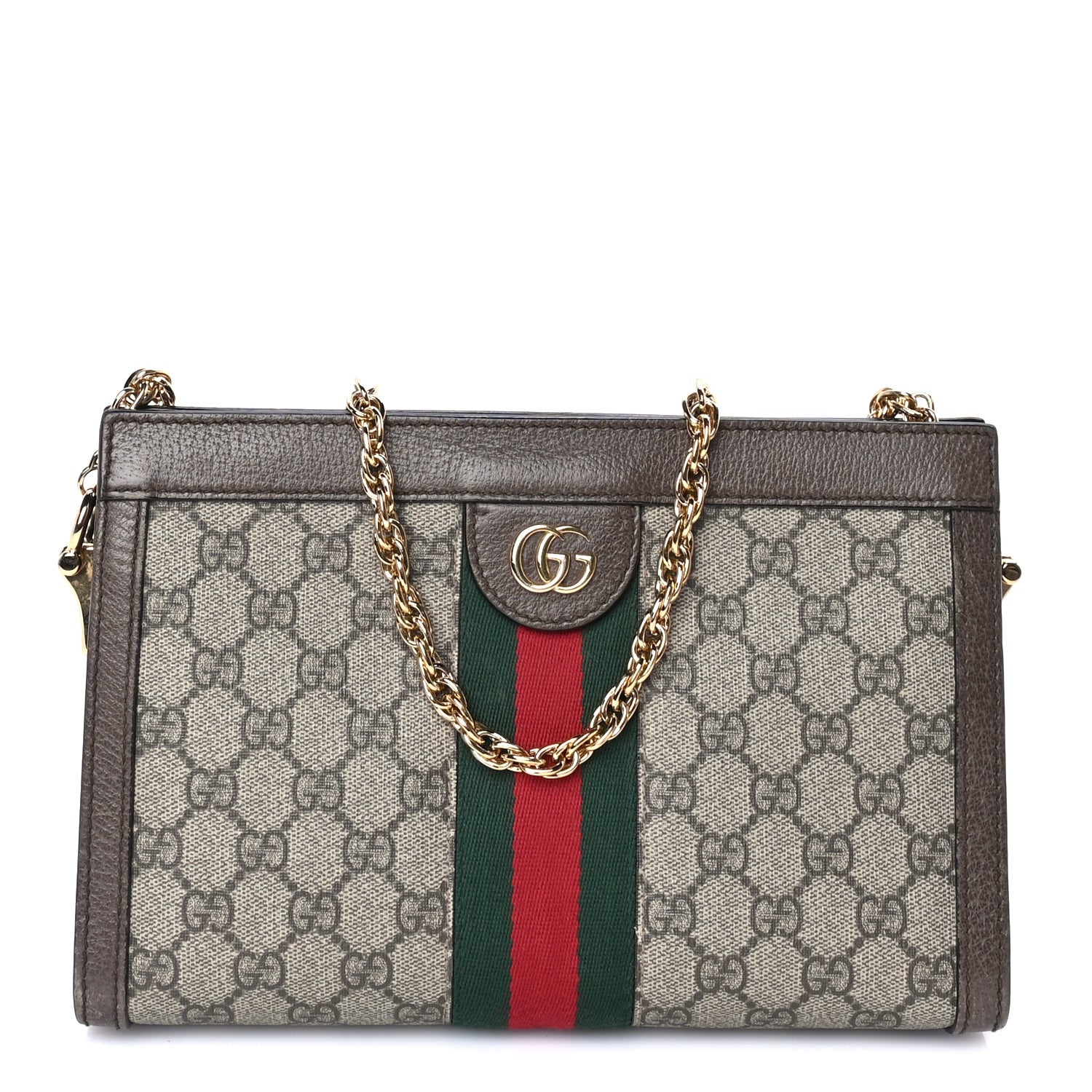 Gucci GG Supreme Monogram Web Small Ophidia Chain Shoulder Bag  Brown 1 of 7