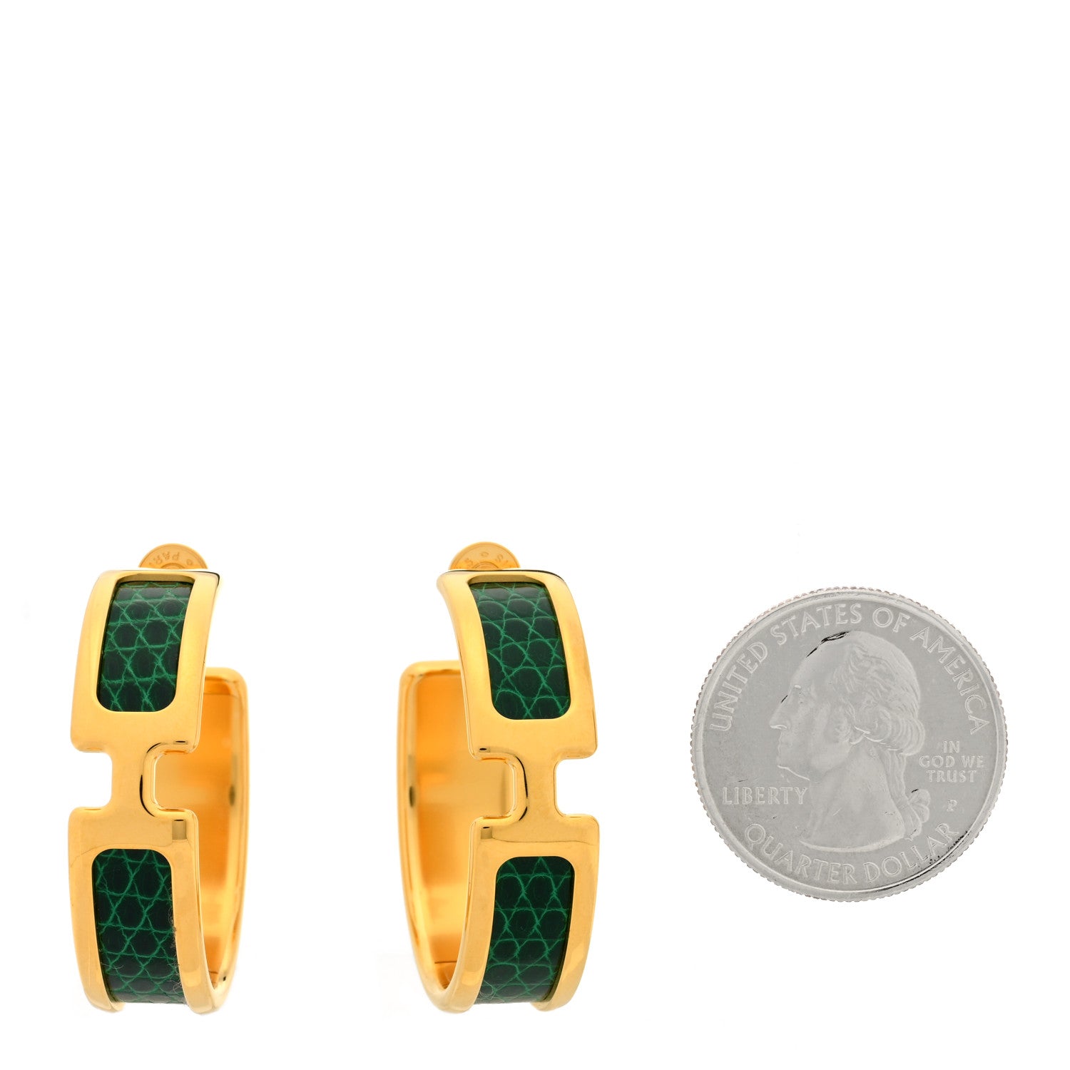 Hermes Lizard Olympe Earrings Vert Moyen 2 of 5