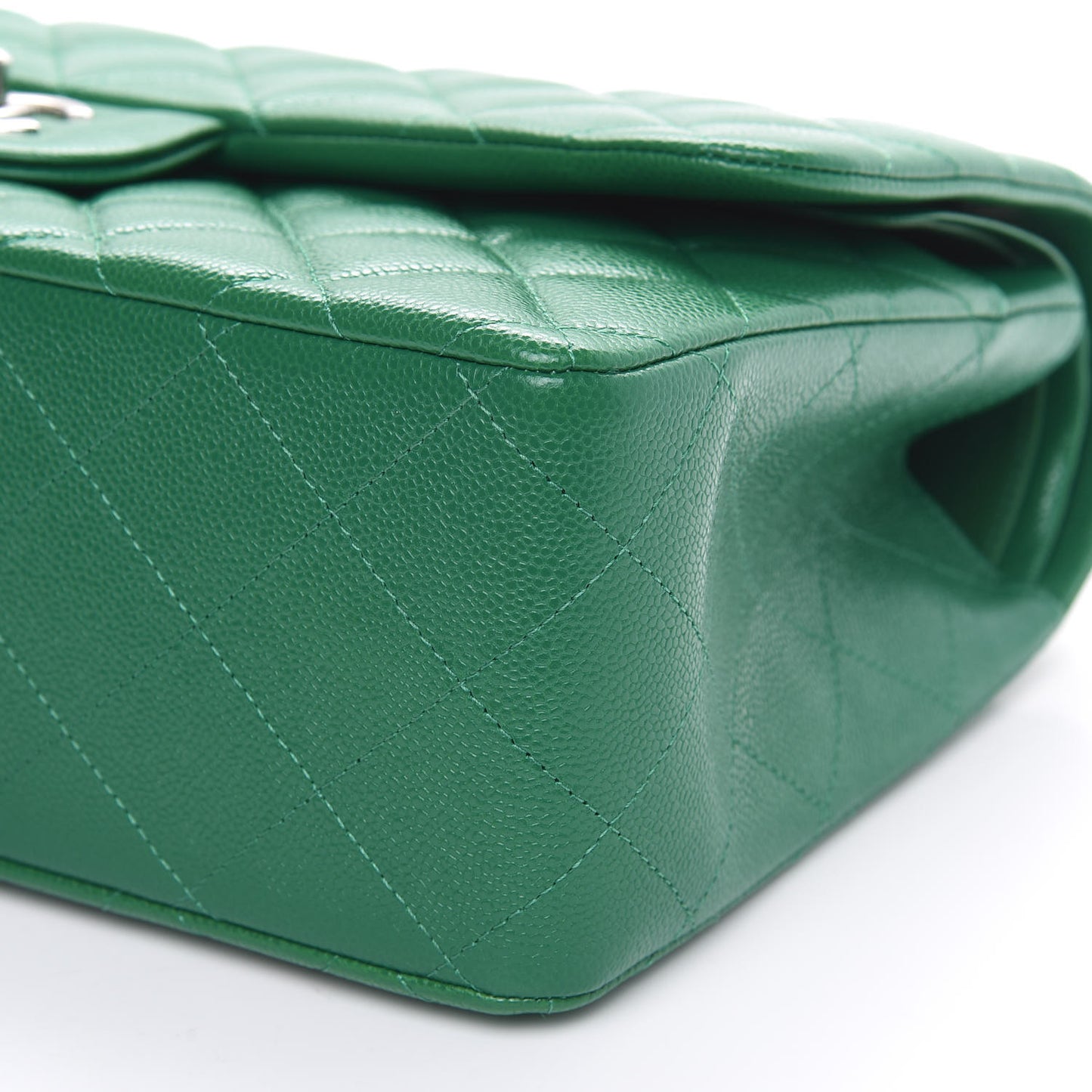 Caviar Quilted Jumbo Double Flap Green