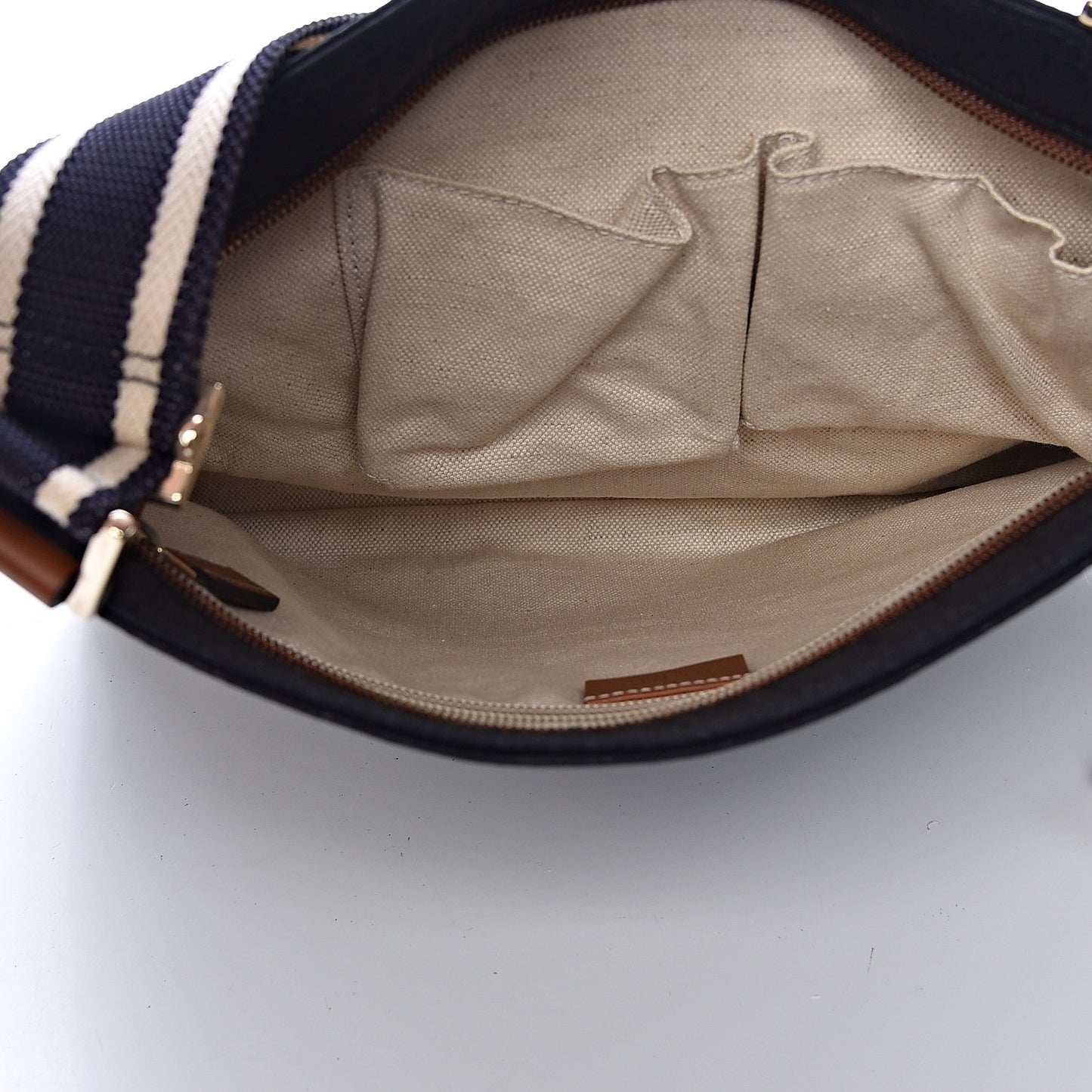 Nylon Monogram Signature Web Small Messenger Navy