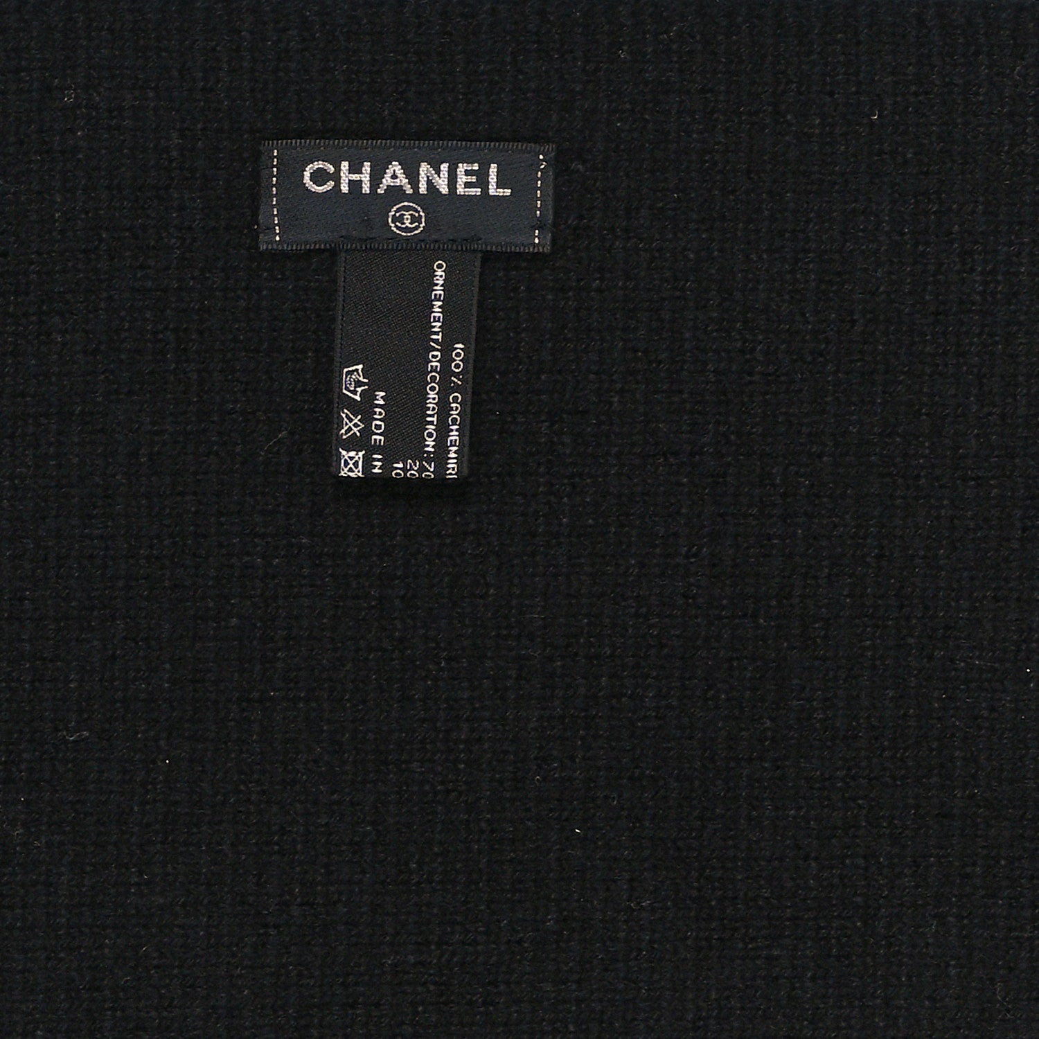 Chanel Cashmere Crystal Pearl CC Scarf Black 3 of 3