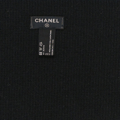 Chanel Cashmere Crystal Pearl CC Scarf Black 3 of 3