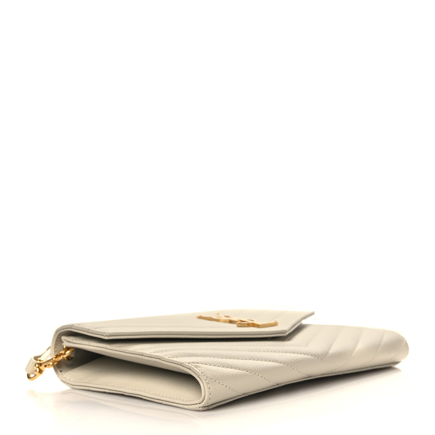 Grain De Poudre Matelasse Chevron Monogram Envelope Clutch Crema Soft