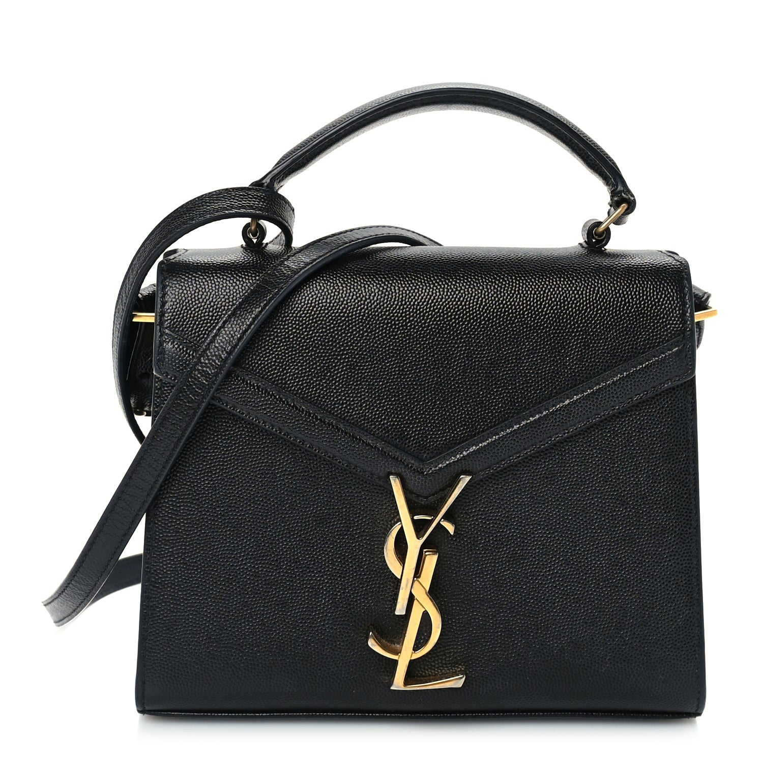 Saint Laurent Grain de Poudre Mini Classic Monogram Cassandra Top Handle  Black 1 of 8