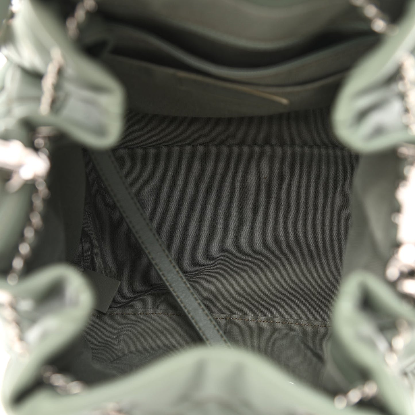 Lambskin Quilted Small CC Chain Bucket Drawstring Bag Green