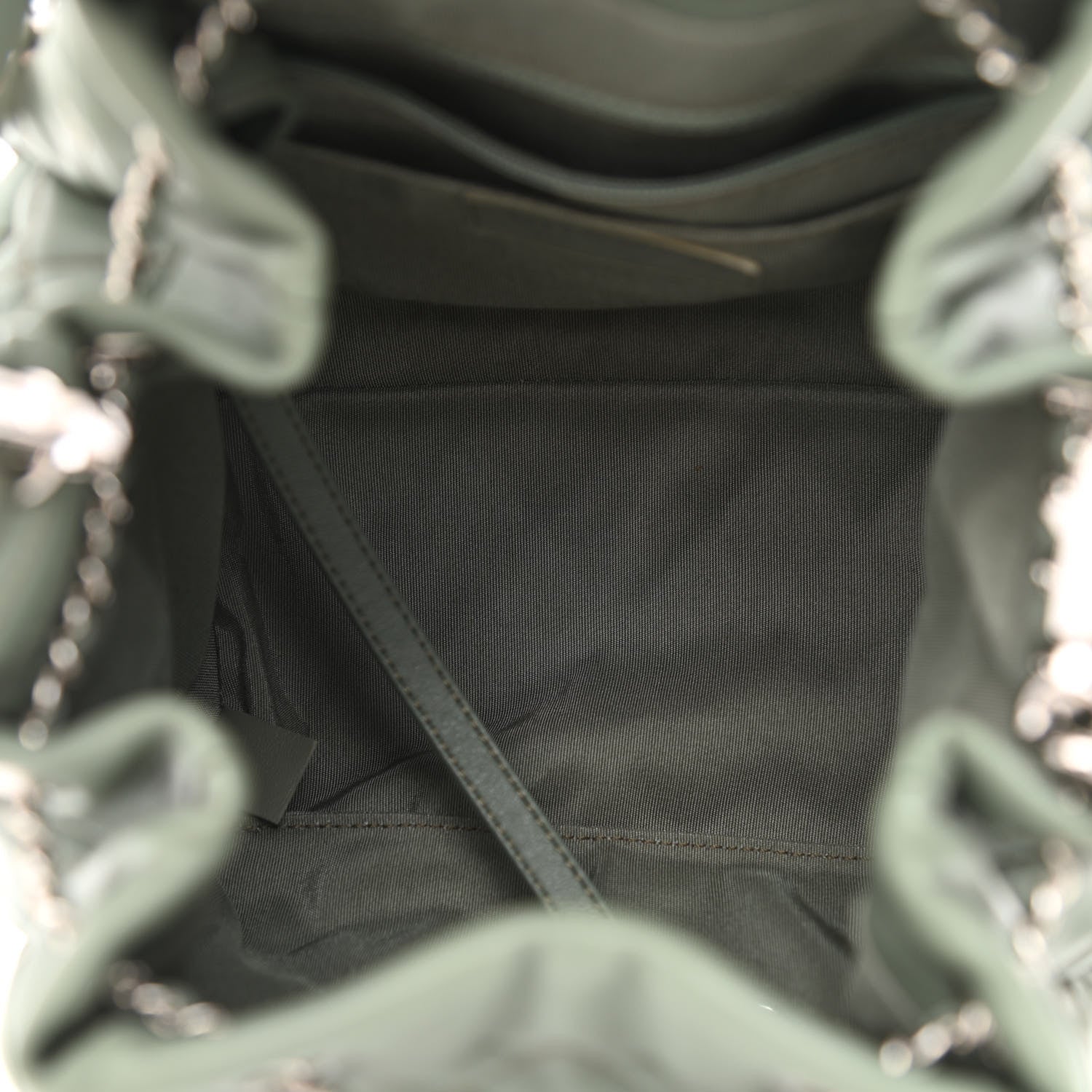 Chanel Lambskin Quilted Small CC Chain Bucket Drawstring Bag Green 5 of 10