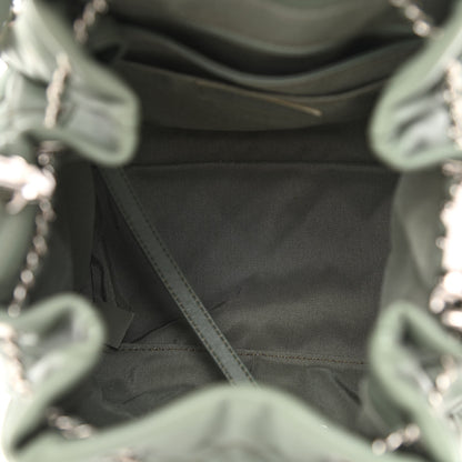 Chanel Lambskin Quilted Small CC Chain Bucket Drawstring Bag Green 5 of 10