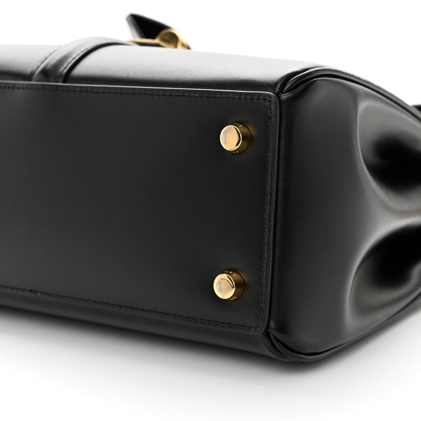 Satinated Calfskin Small 16 Top Handle Bag Black