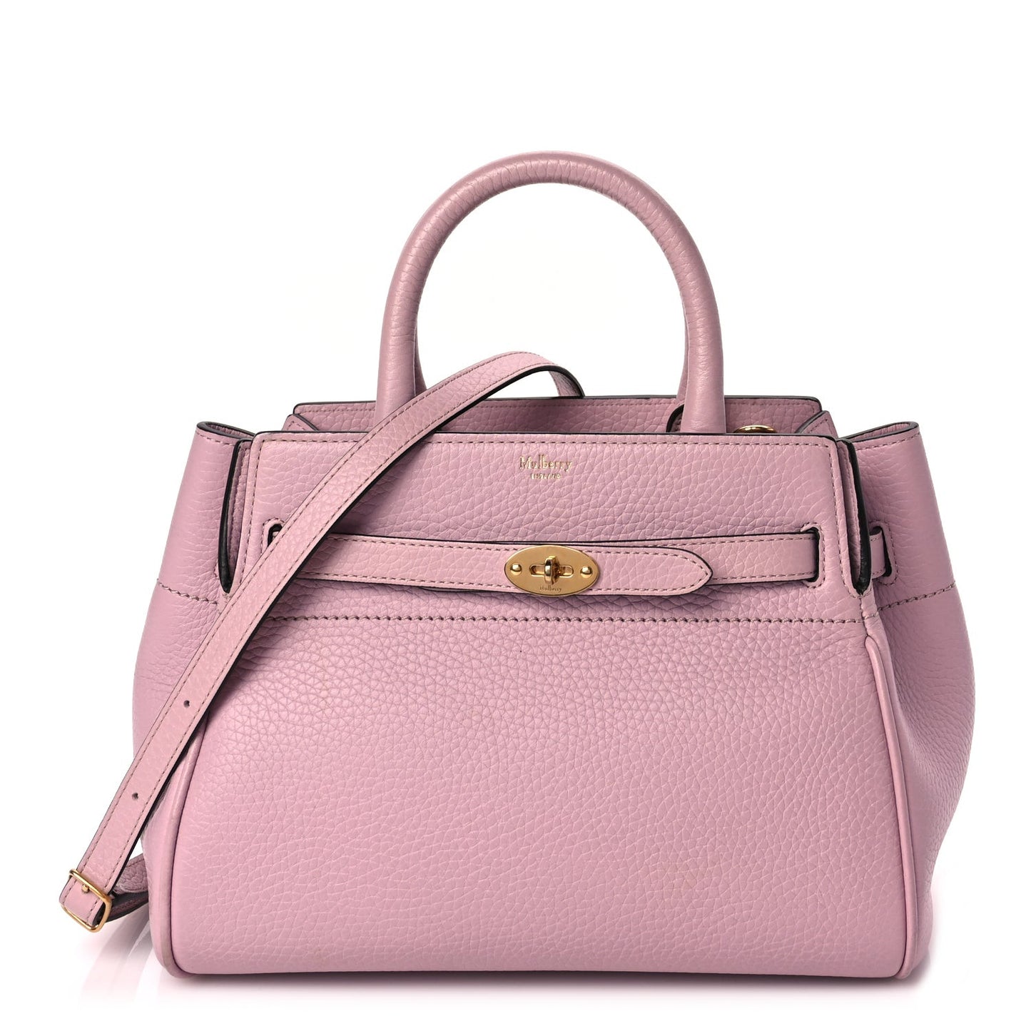 Heavy Grain Calfskin Small Belted Bayswater Tote Powder Pink Powder Pink