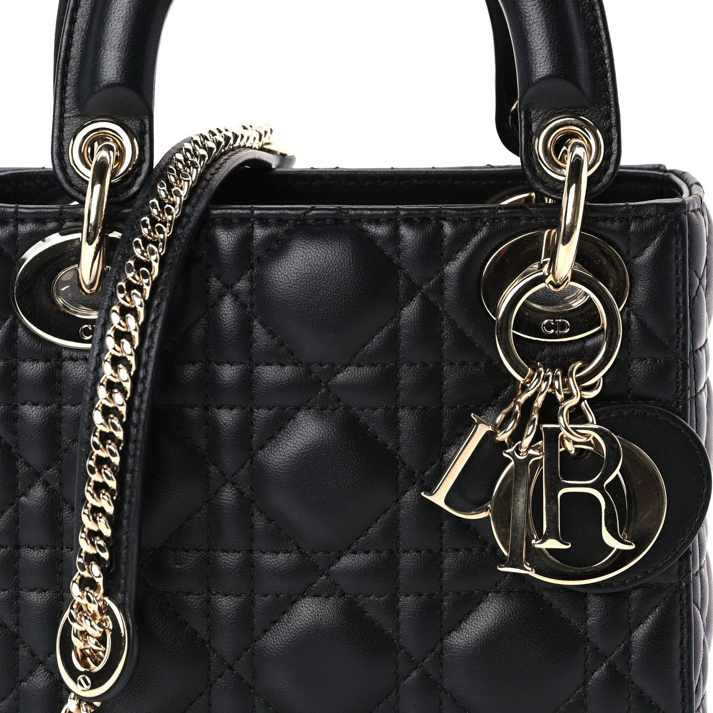Lambskin Cannage Mini Lady Dior Black