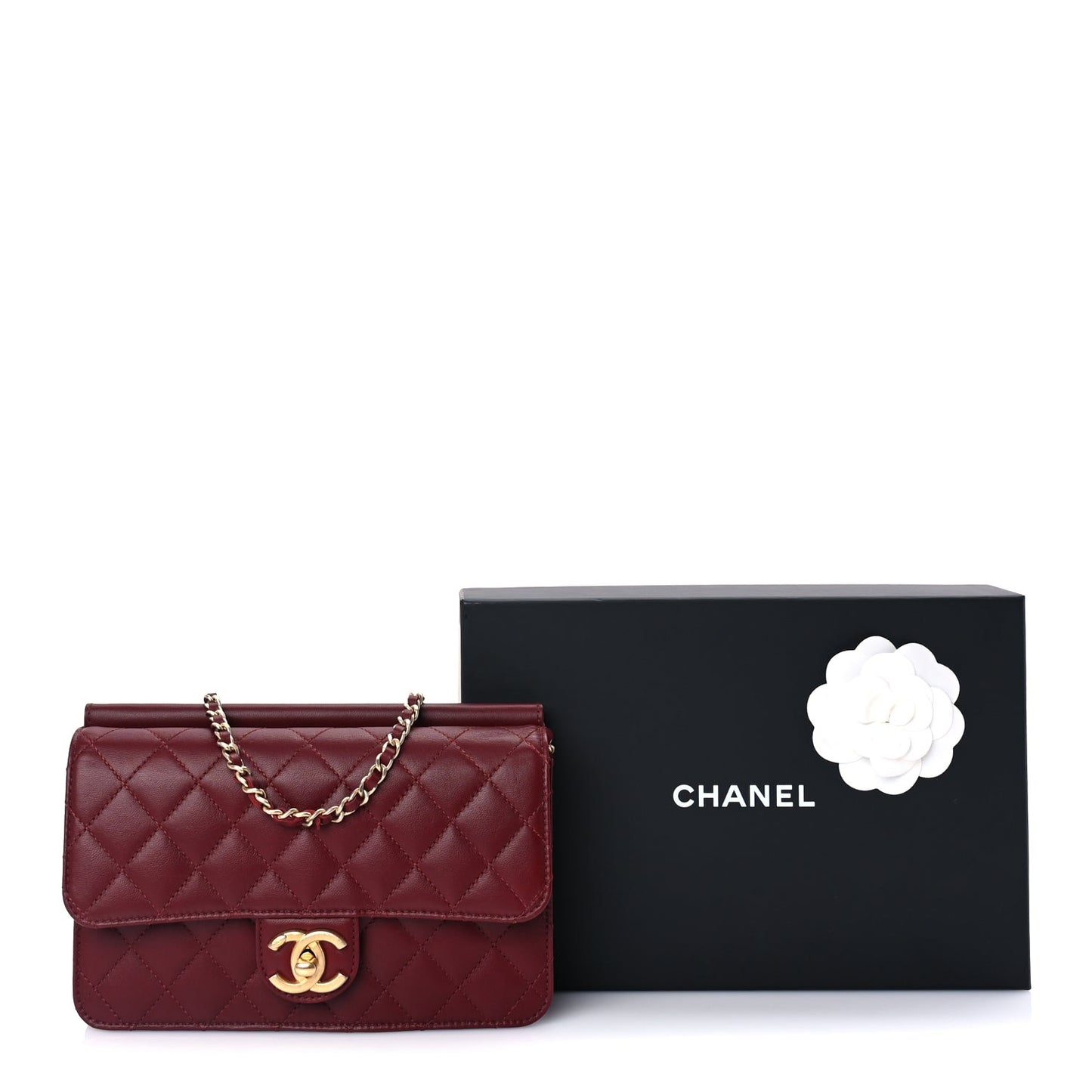 Lambskin Quilted Medium Crossing Times Flap  Red