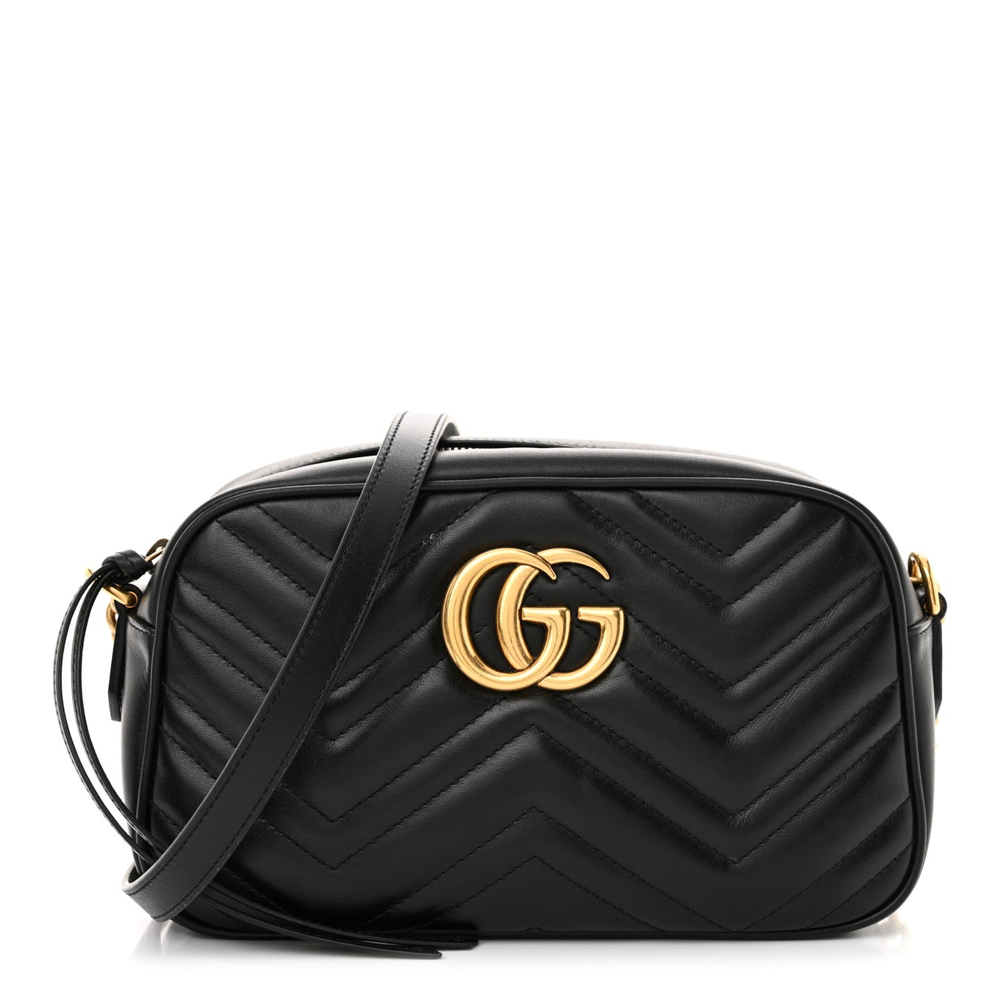 Calfskin Matelasse Small GG Marmont Chain Shoulder Bag Black