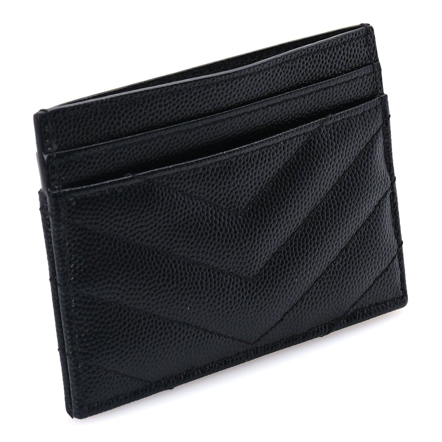Grain De Poudre Matelasse Chevron Cassandre Credit Card Case Black