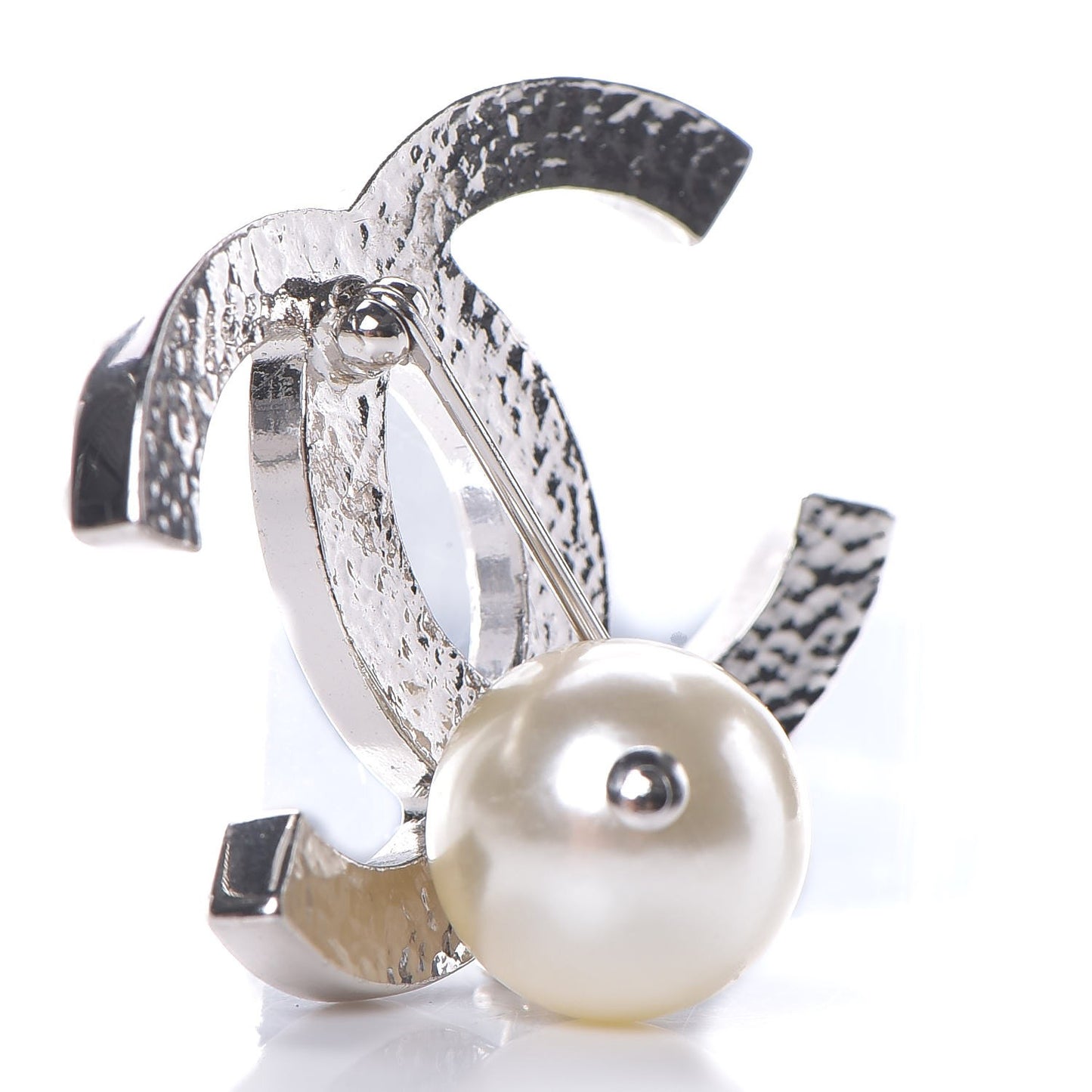 Pearl CC Drop Brooch Silver