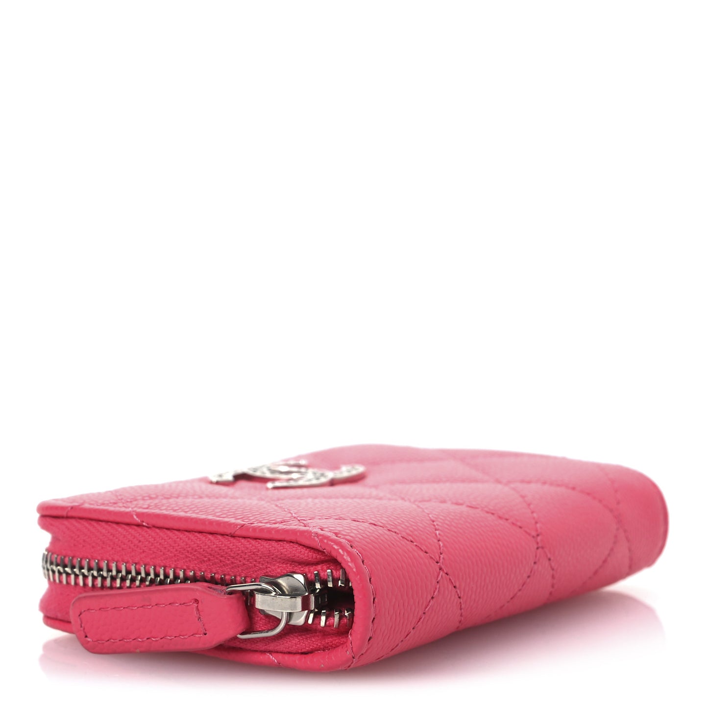 Caviar Quilted Coco Chanel CC Zip Coin Purse Fuchsia