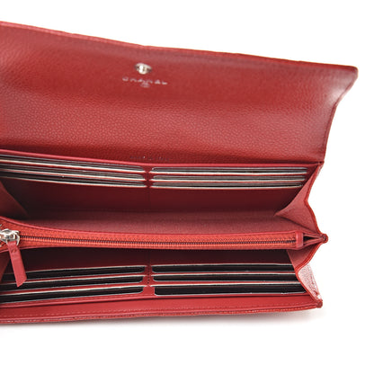 Chanel Caviar Quilted Large Gusset Flap Wallet Red 5 of 9