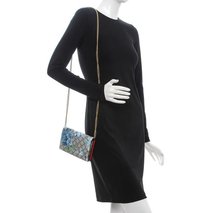 Gucci GG Supreme Monogram Blooms Chain Wallet Blue 2 of 8