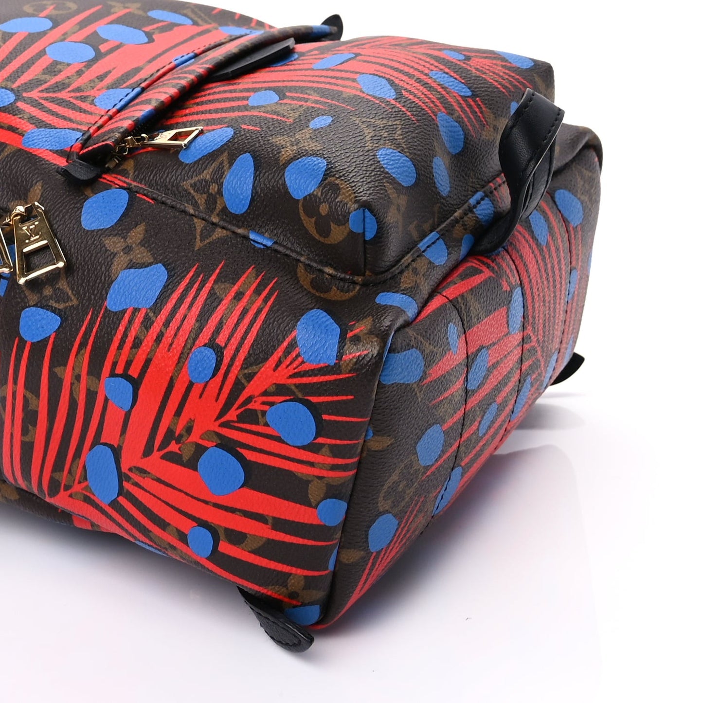 Monogram Jungle Dots Palm Springs Backpack PM  Coquelicot Denim