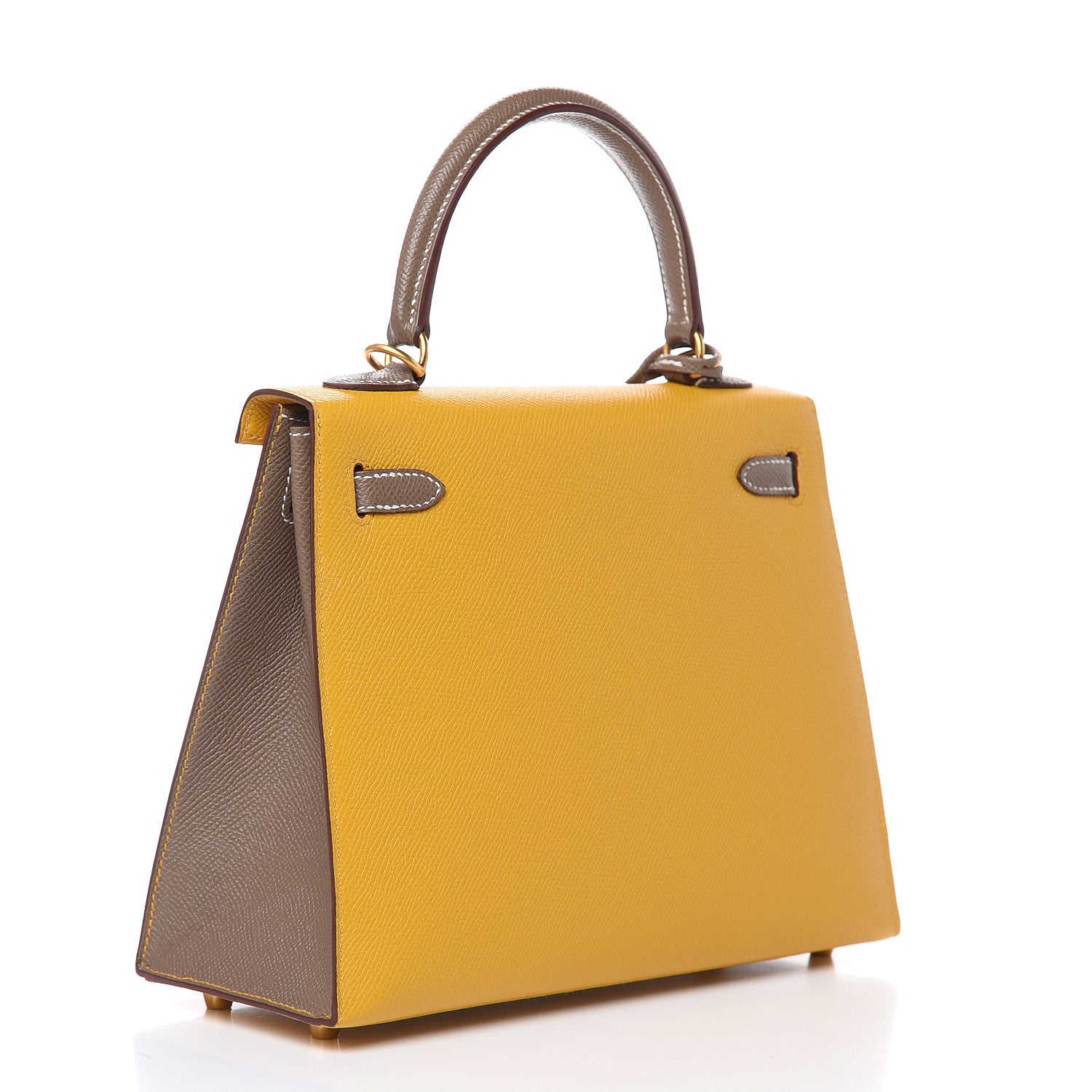 Hermes Epsom Horseshoe Kelly Sellier 25 Jaune Ambre Etoupe 3 of 34