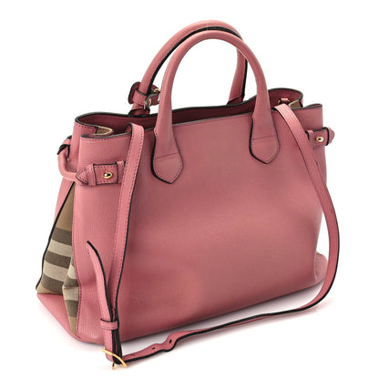 Burberry Grainy Calfskin House Check Medium Banner Tote  Mauve Pink 2 of 8