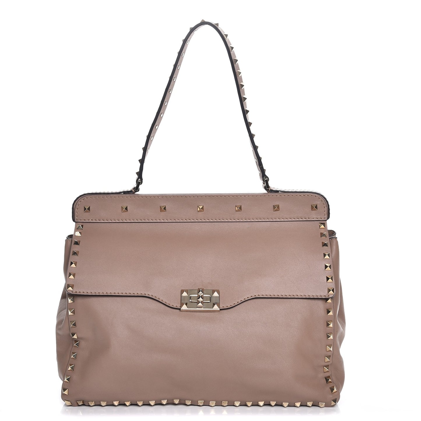 Nappa Rockstud Frame Handle Bag Poudre