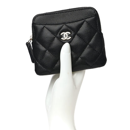 Chanel Caviar Quilted Zip Card Holder Wallet Black 3 of 9