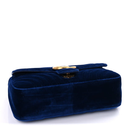 Gucci Velvet Matelasse Medium GG Marmont Shoulder Bag Cobalt Blue 3 of 7