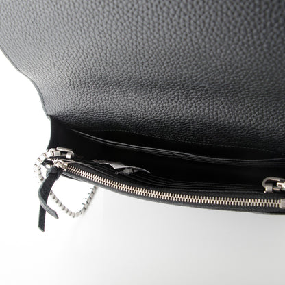 Balenciaga Grained Calfskin Classic Silver Hardware Wallet on Chain Black 5 of 7