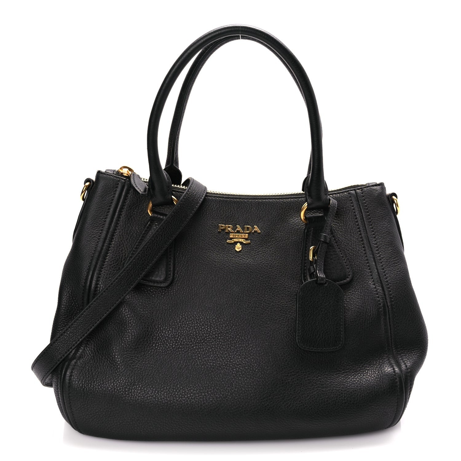 Prada Vitello Phenix Top Handle Bag Black 1 of 8