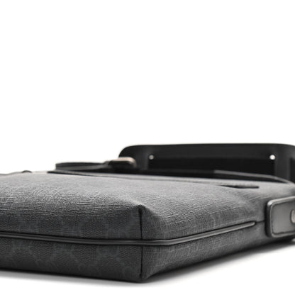 Gucci GG Supreme Monogram Flat Messenger Bag Black Grey 10 of 10