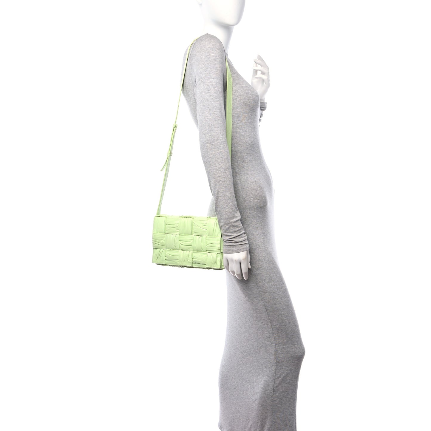 Calfskin Intreccio Plisse Cassette Crossbody Bag Fennel