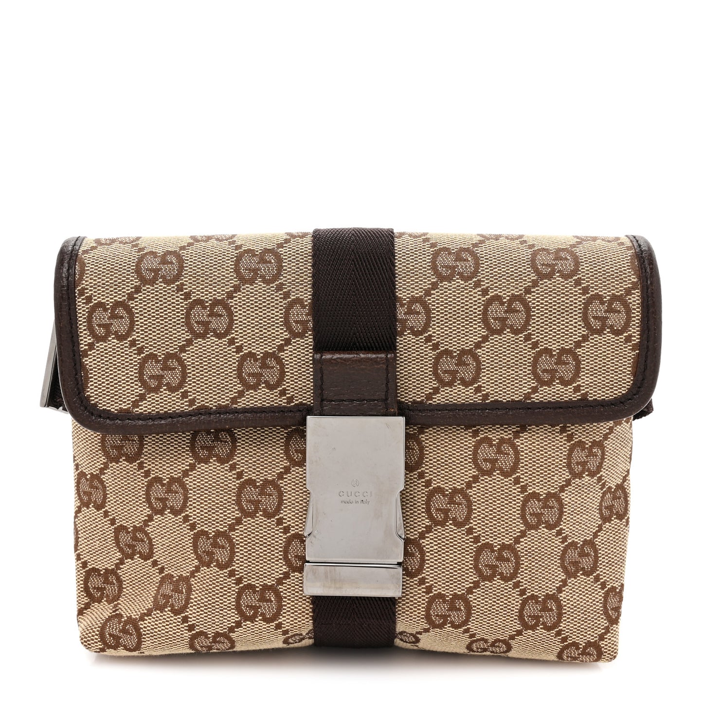 GG Monogram Buckle Belt Bag Dark Brown