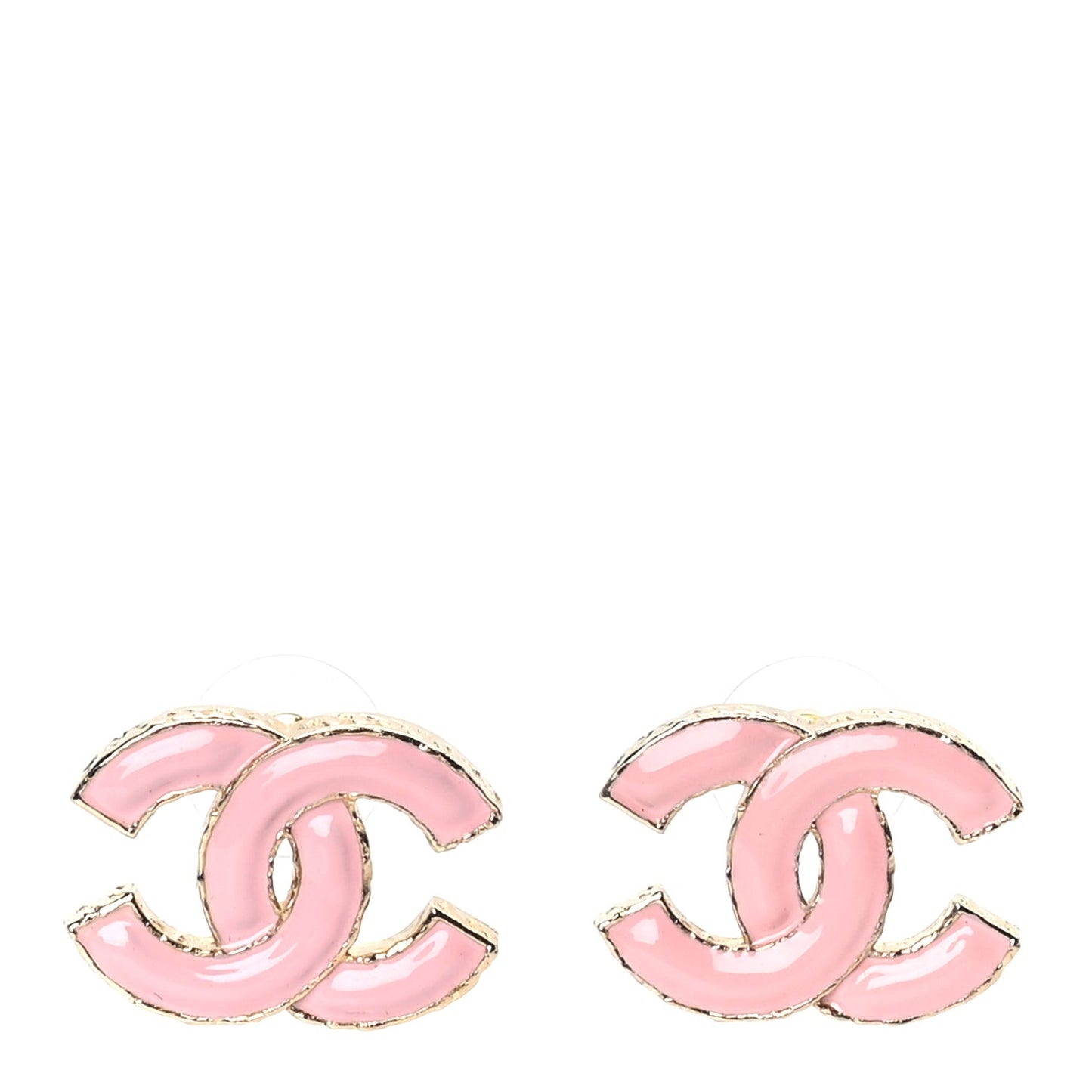 Metal Enamel CC Earring Pink Gold