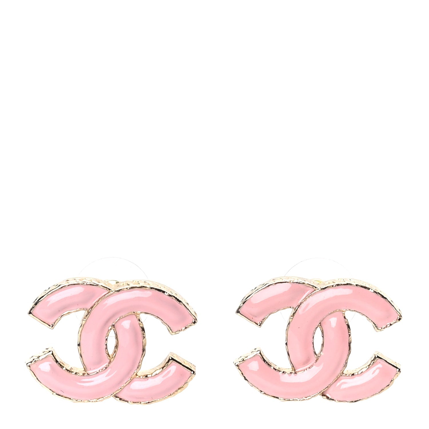 Chanel Metal Enamel CC Earring Pink Gold 1 of 4