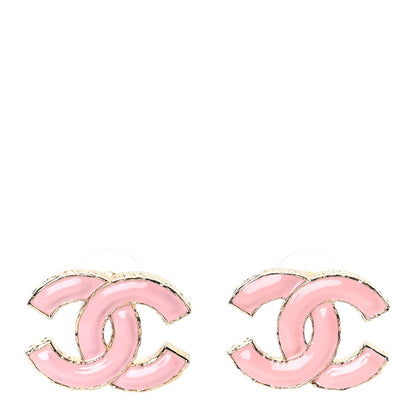 Chanel Metal Enamel CC Earring Pink Gold 1 of 4