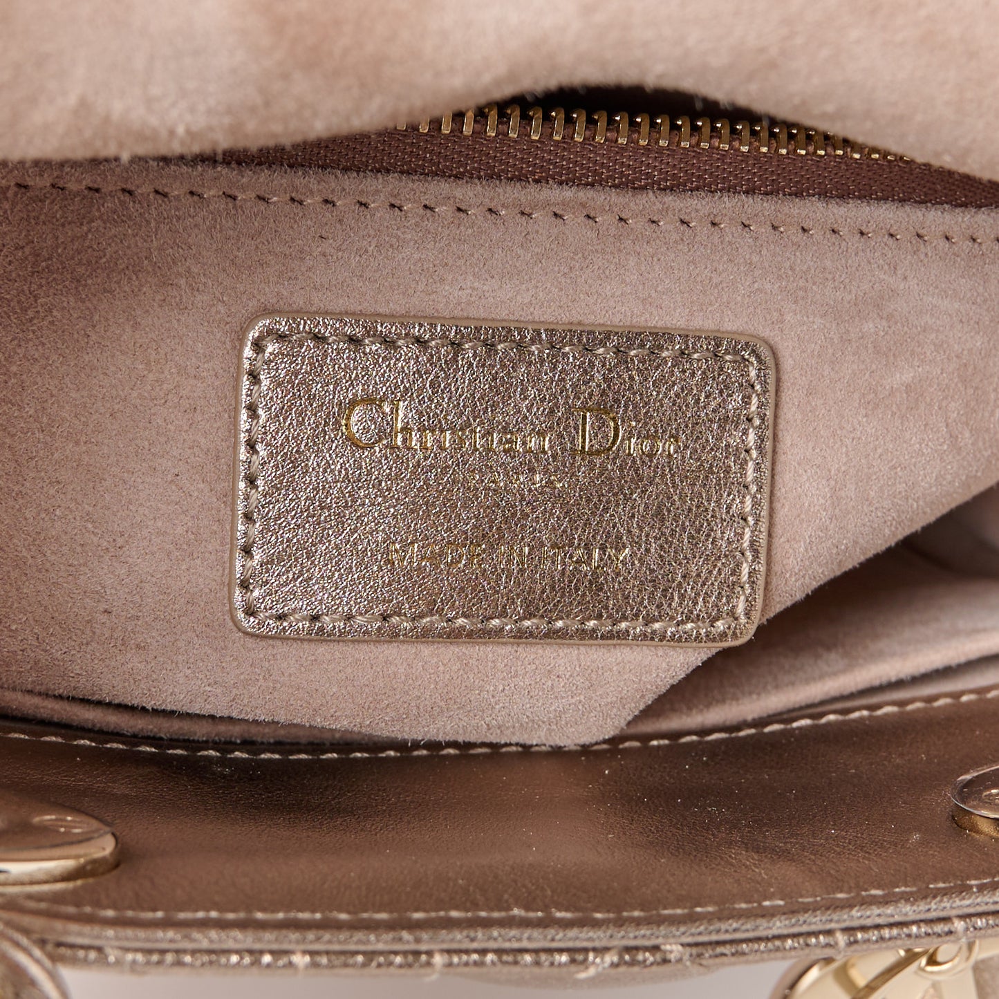 Metallic Lambskin Cannage Small My ABCDior Lady Dior Gold