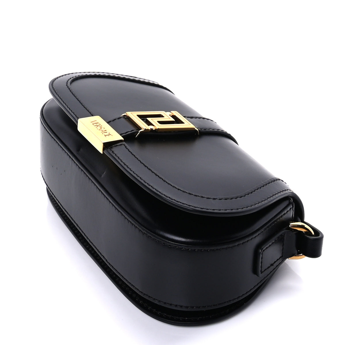 Lambskin Mini Greca Goddess Shoulder Bag Black